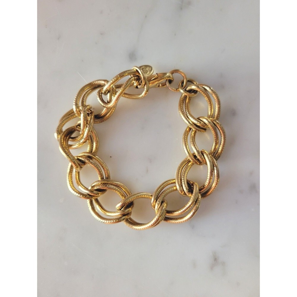 Premier Designs Bracelet 80s Gold Tone Chunky Link 6.5"